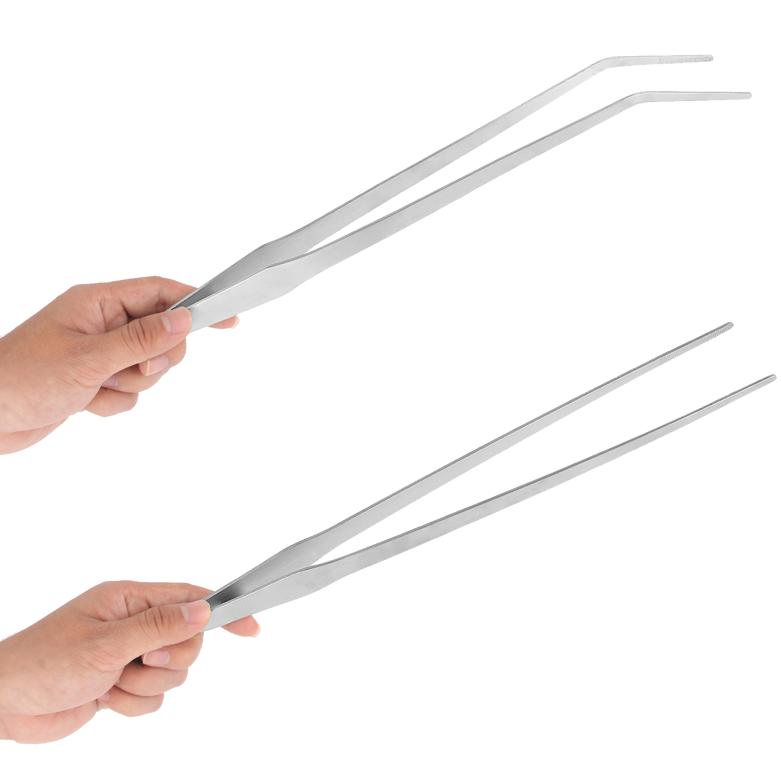 Feeding Tong Stainless - FEITA製、長めのステンレス製ピンセット。水槽用、水生植物用、アクアリウム用具。水生植物用、湾曲した形状のトング。鳥や爬虫類の餌やり用。