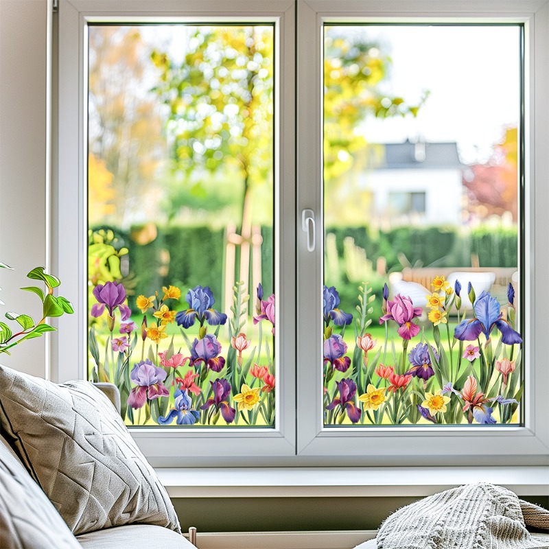カラフルな美しいアイリスの花の壁のステッカー家庭用リビングル - Pvc Panel Background のレビューと価格