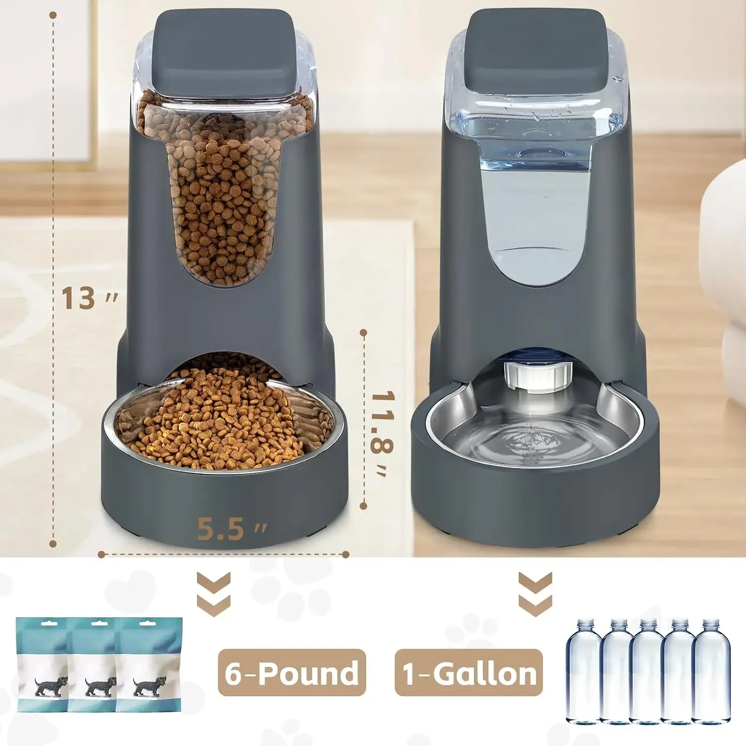 ステンレス製のボウル付き自動給餌器兼給水器。小型犬や中型犬、 - Royal Canin Food Medium のレビューと価格
