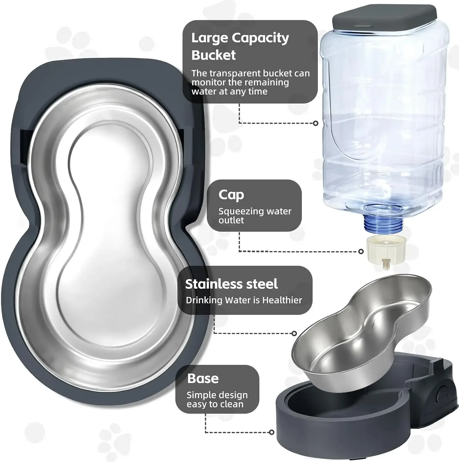 ステンレス製のボウル付き自動給餌器兼給水器。小型犬や中型犬、 - Royal Canin Food Medium のレビューと価格
